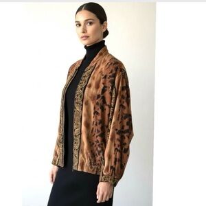Vintage 90s Beaded Animal Print Jacket • Bold Eclectic Statement • Sporty Chic